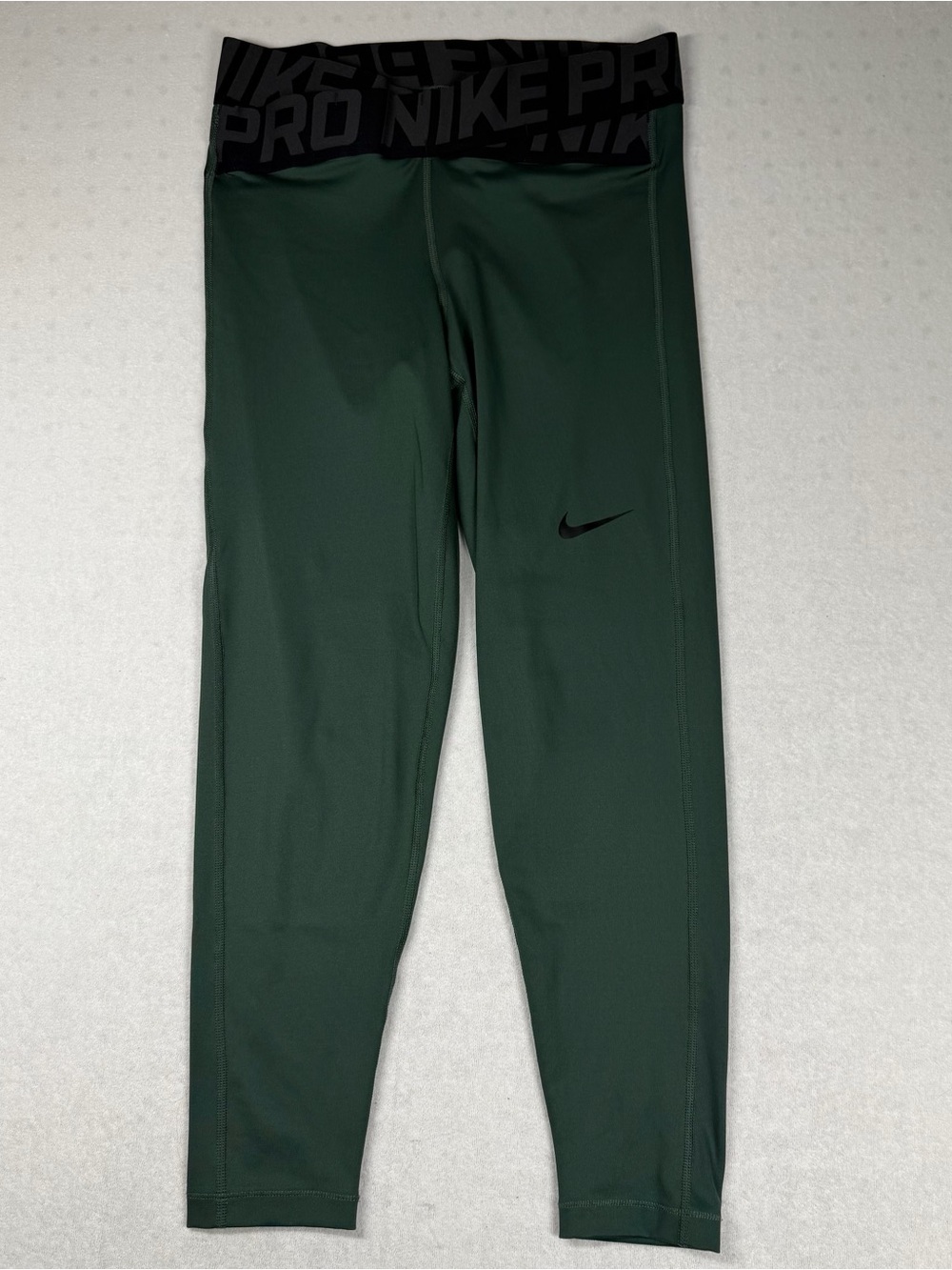 Nike Pro Dri-FIT Women’s Leggings Size S Green Black Logo Waistband Training